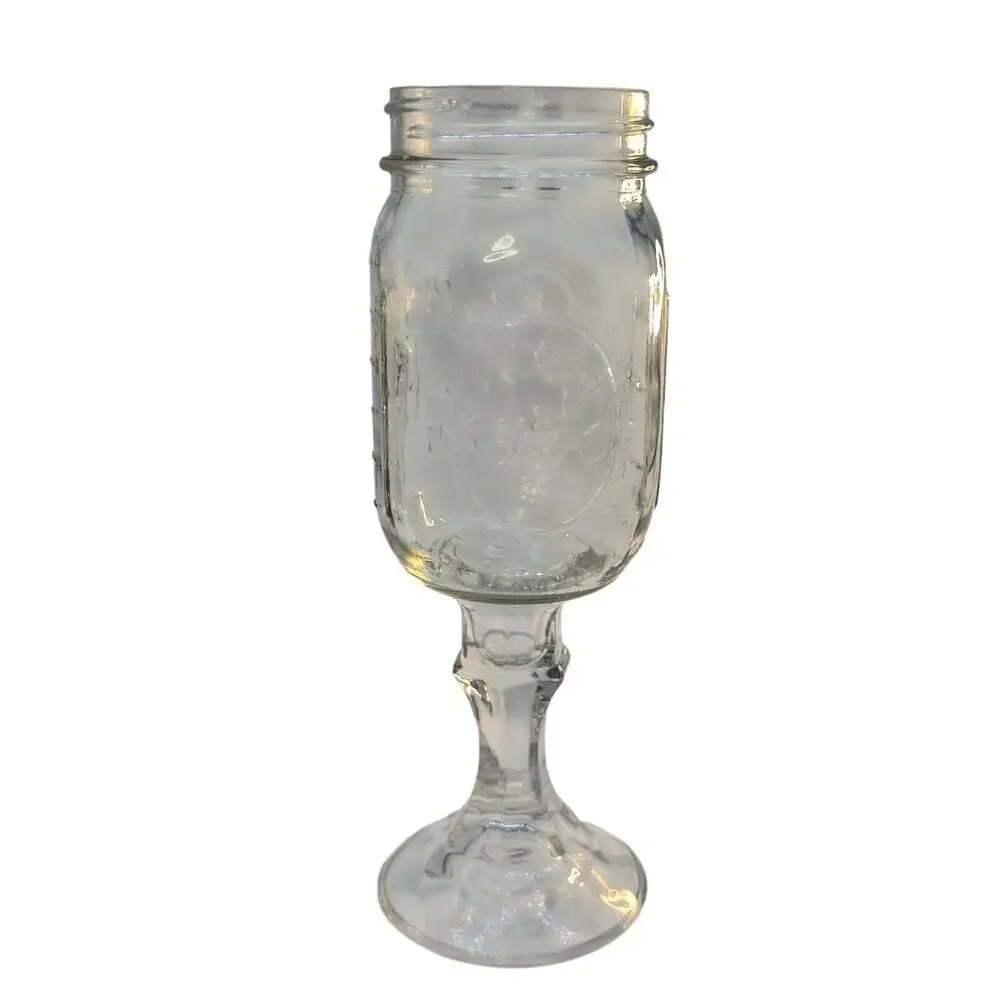 Ball Mason Jar Redneck Hillbilly Wine Glass Goblet Pedestal Drinkware Vintage